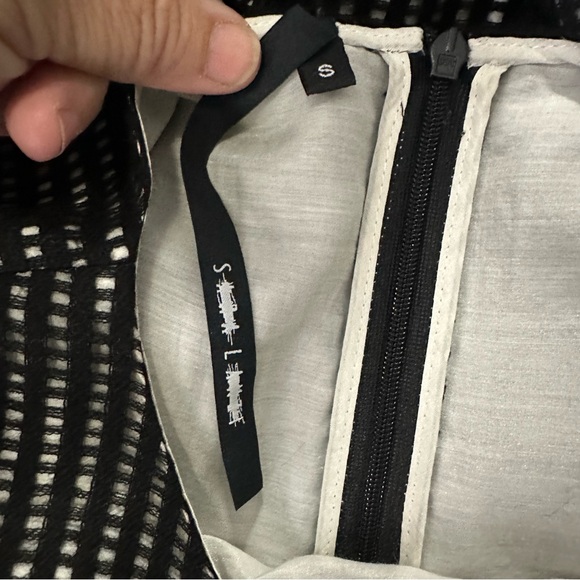 Sara Lanz Designer Black Virgin Wool Cut Out Perforated Overlay Pleated Dress S - Picture 9 of 13